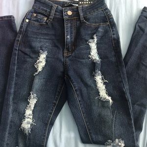 NWT Fashion Nova Distressed Dark Jean
